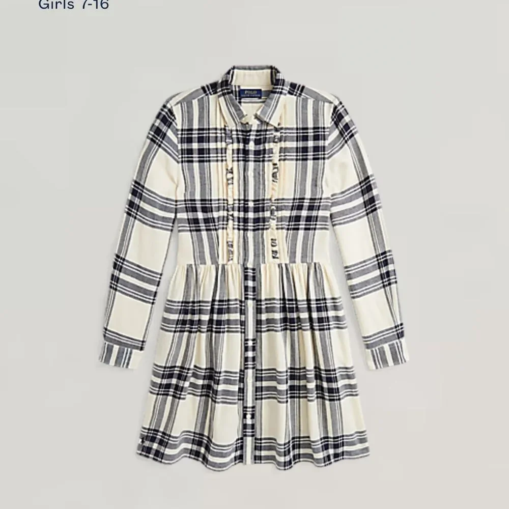 Polo Ralph Lauren Girls Plaid Cotton Twill Shirtdress - Size 14